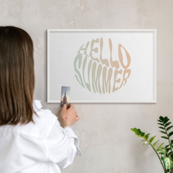 Tableau mural pour aimants dans un cadre noir Bonjour l'été