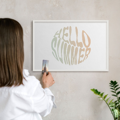 Tableau mural pour aimants dans un cadre noir Bonjour l'été