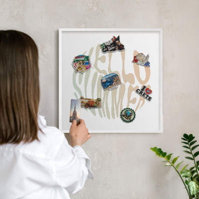 Tableau mural pour aimants dans un cadre noir Bonjour l'été
