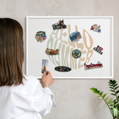 Tableau mural pour aimants dans un cadre noir Bonjour l'été