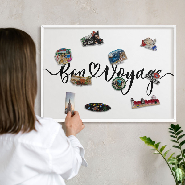 Panneau magnétique décoratif cadre noir Bon voyage