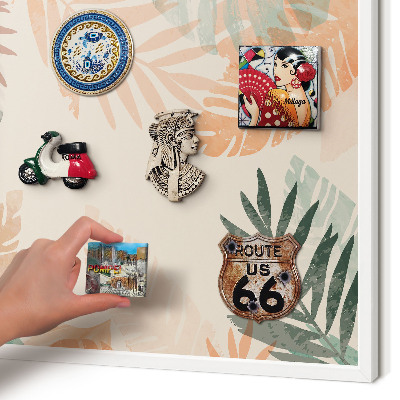 Panneau magnétique décoratif cadre noir Feuilles tropicales