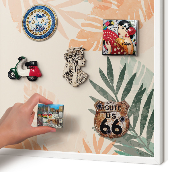 Panneau magnétique décoratif cadre noir Feuilles tropicales