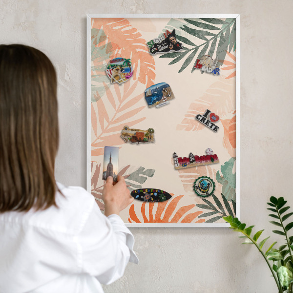 Panneau magnétique décoratif cadre noir Feuilles tropicales