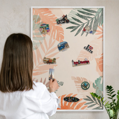 Panneau magnétique décoratif cadre noir Feuilles tropicales