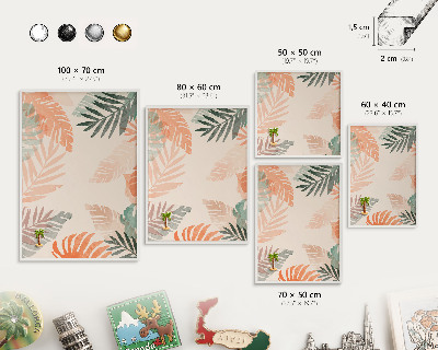 Panneau magnétique décoratif cadre noir Feuilles tropicales