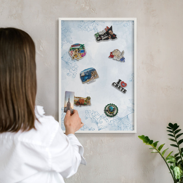 Tableau mural pour aimants dans un cadre noir Élégance florale