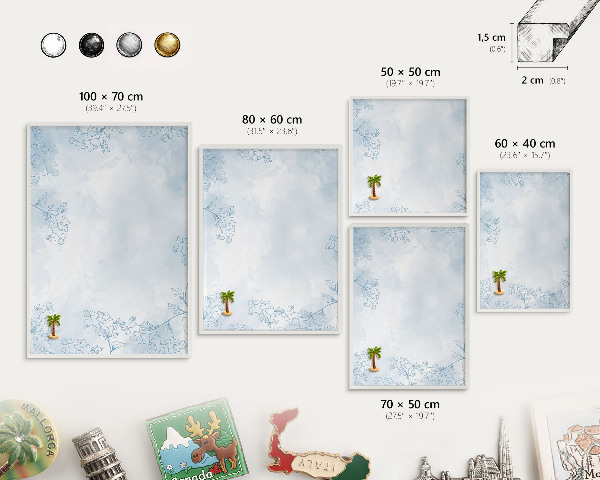 Tableau mural pour aimants dans un cadre noir Élégance florale