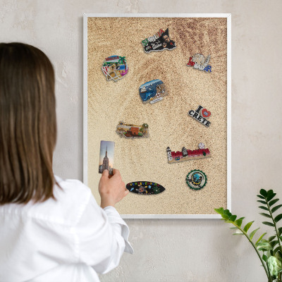 Tableau mural pour aimants dans un cadre noir Feuilles de sable