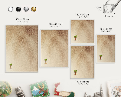 Tableau mural pour aimants dans un cadre noir Feuilles de sable