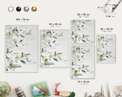 Tableau mural pour aimants dans un cadre noir Feuilles vertes