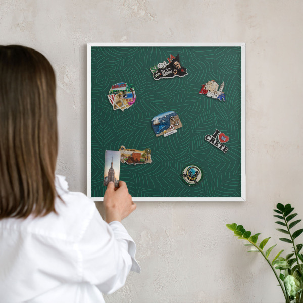 Tableau mural pour aimants dans un cadre noir Feuilles vertes
