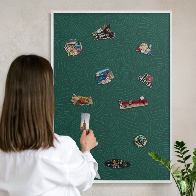 Tableau mural pour aimants dans un cadre noir Feuilles vertes
