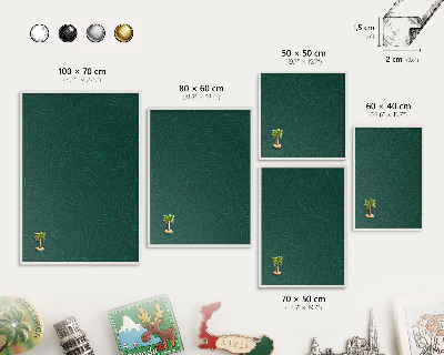 Tableau mural pour aimants dans un cadre noir Feuilles vertes
