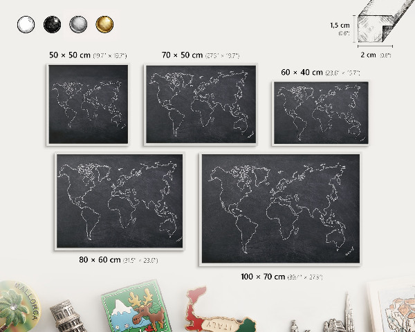 Tableau mural pour aimants dans un cadre noir Monde du Crétacé
