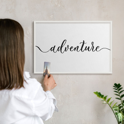 Panneau magnétique décoratif cadre noir Aventure écrite