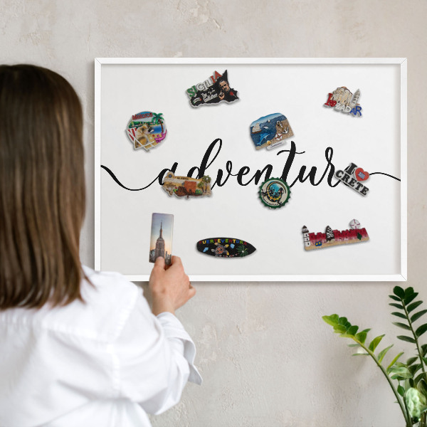 Panneau magnétique décoratif cadre noir Aventure écrite
