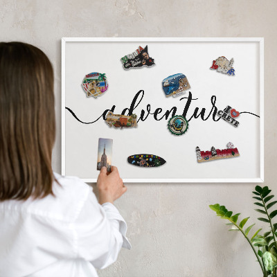 Panneau magnétique décoratif cadre noir Aventure écrite