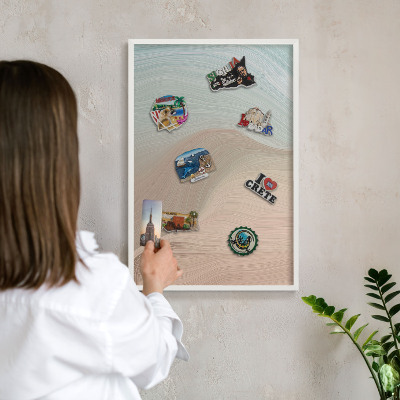 Tableau mural pour aimants dans un cadre noir Tourbillon pastel