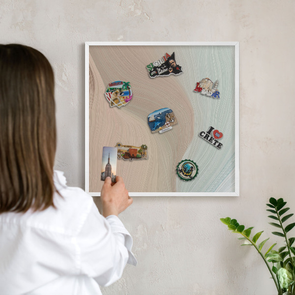 Tableau mural pour aimants dans un cadre noir Tourbillon pastel