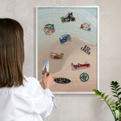 Tableau mural pour aimants dans un cadre noir Tourbillon pastel