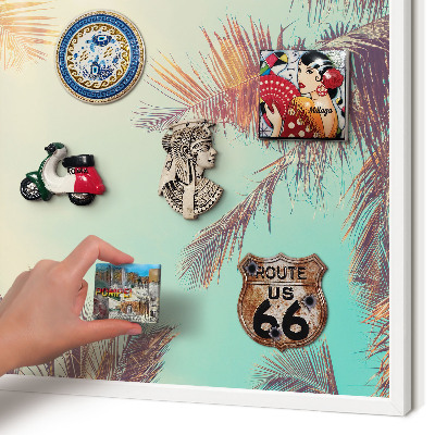 Tableau mural pour aimants dans un cadre noir Paradis tropical