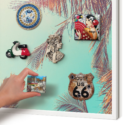 Tableau mural pour aimants dans un cadre noir Paradis tropical