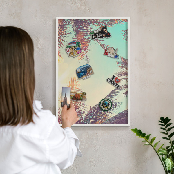 Tableau mural pour aimants dans un cadre noir Paradis tropical