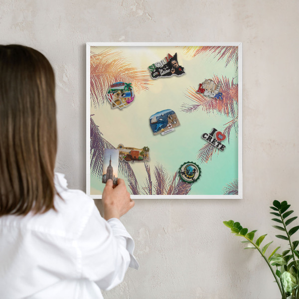 Tableau mural pour aimants dans un cadre noir Paradis tropical