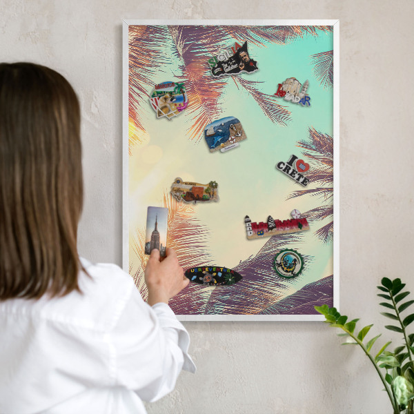 Tableau mural pour aimants dans un cadre noir Paradis tropical
