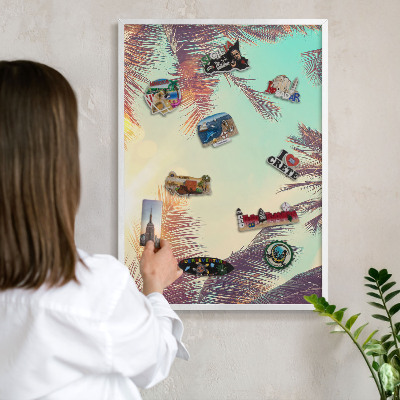 Tableau mural pour aimants dans un cadre noir Paradis tropical
