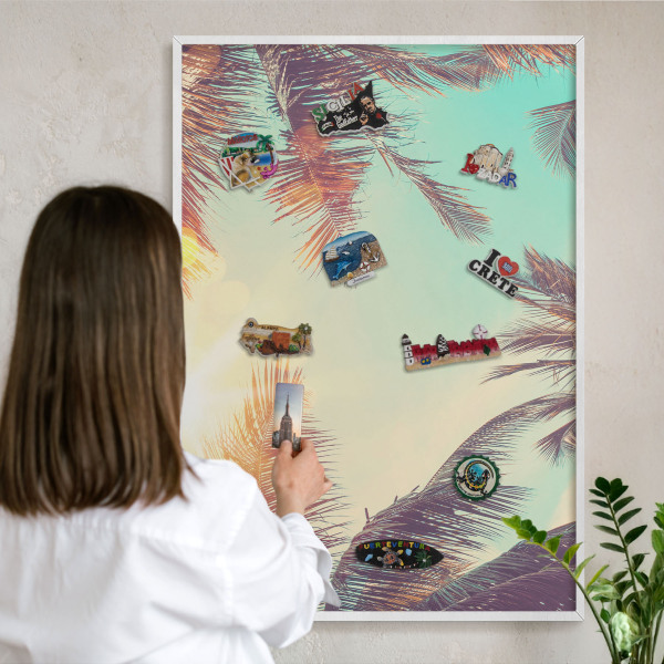 Tableau mural pour aimants dans un cadre noir Paradis tropical
