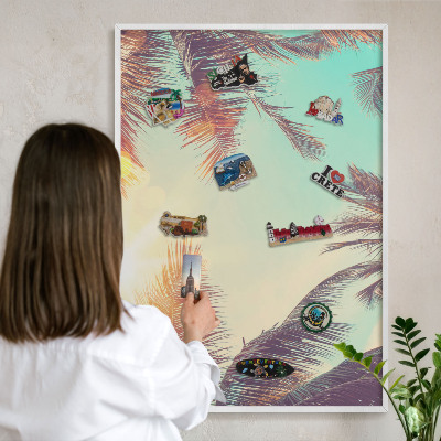 Tableau mural pour aimants dans un cadre noir Paradis tropical
