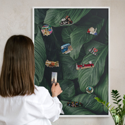 Panneau magnétique décoratif cadre noir La verdure de la nature