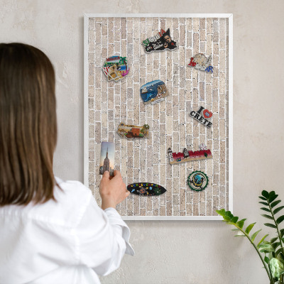 Tableau mural pour aimants dans un cadre noir Motif brique