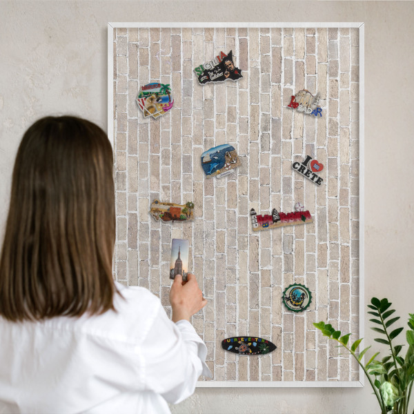 Tableau mural pour aimants dans un cadre noir Motif brique