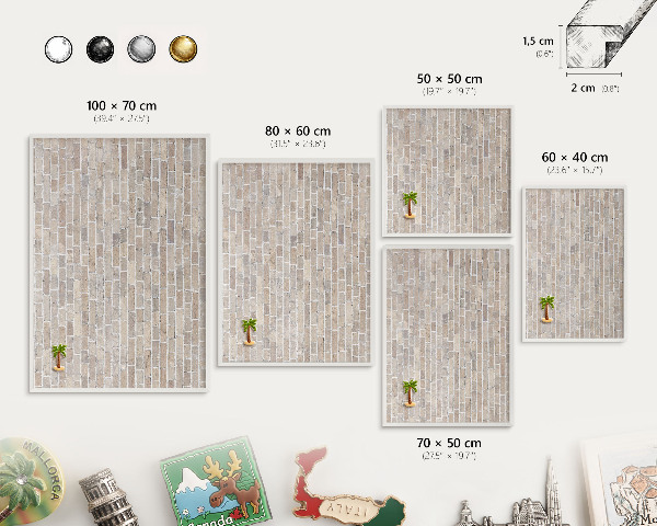 Tableau mural pour aimants dans un cadre noir Motif brique