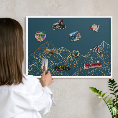Panneau magnétique décoratif cadre noir Minimalisme montagnard