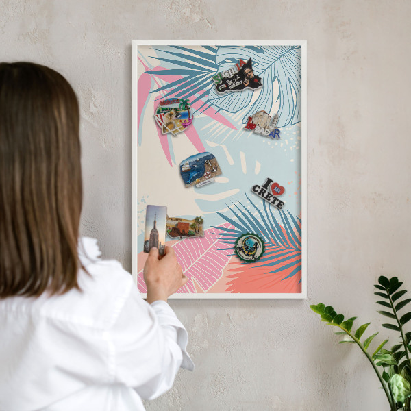 Tableau mural pour aimants dans un cadre noir Abstraction tropicale