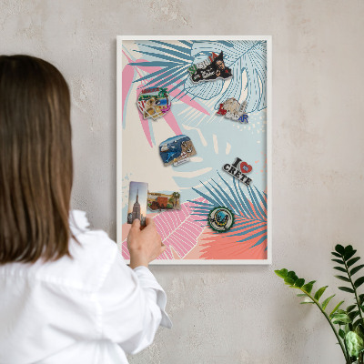 Tableau mural pour aimants dans un cadre noir Abstraction tropicale