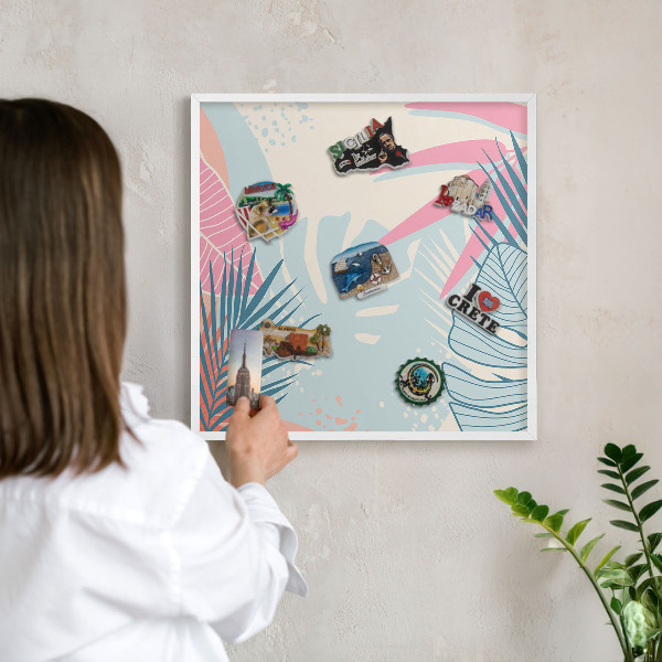 Tableau mural pour aimants dans un cadre noir Abstraction tropicale