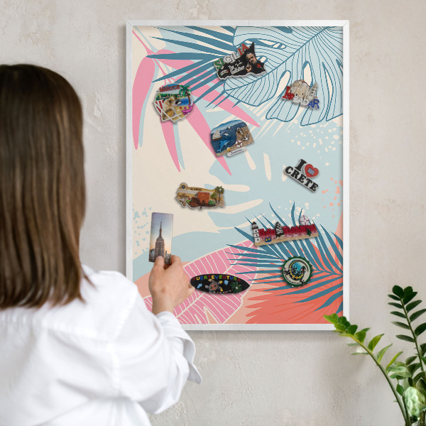 Tableau mural pour aimants dans un cadre noir Abstraction tropicale