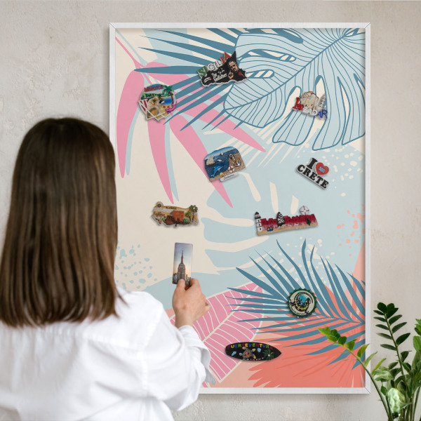 Tableau mural pour aimants dans un cadre noir Abstraction tropicale