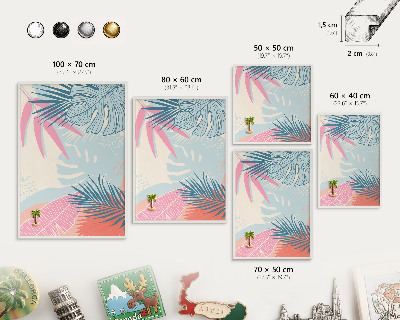 Tableau mural pour aimants dans un cadre noir Abstraction tropicale