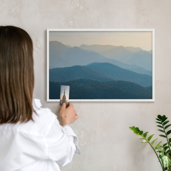 Tableau mural pour aimants dans un cadre noir Vues sur la montagne