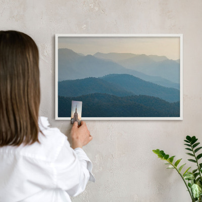 Tableau mural pour aimants dans un cadre noir Vues sur la montagne