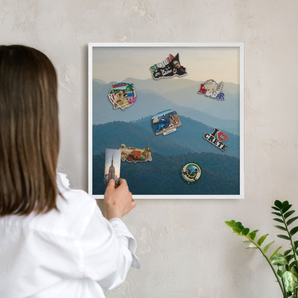 Tableau mural pour aimants dans un cadre noir Vues sur la montagne