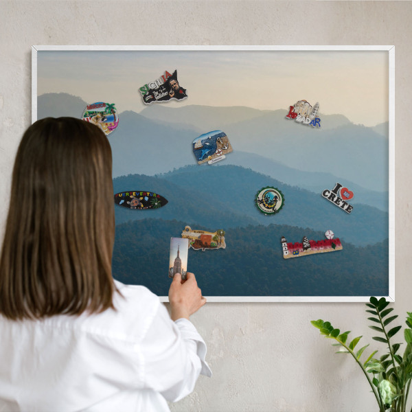 Tableau mural pour aimants dans un cadre noir Vues sur la montagne