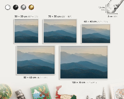 Tableau mural pour aimants dans un cadre noir Vues sur la montagne