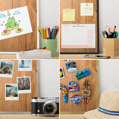 Tableau mural pour aimants dans un cadre noir Texture bois